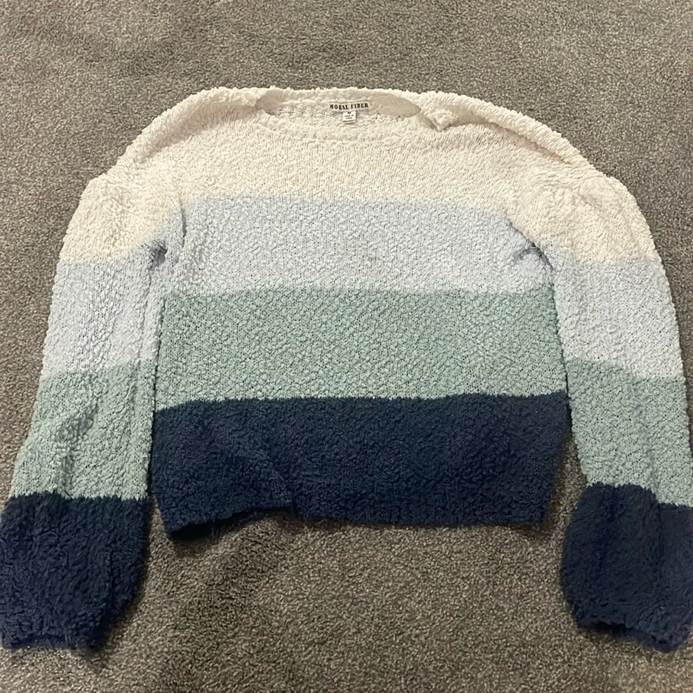 Knitted blue color block sweater. Size medium from Moral Fiber